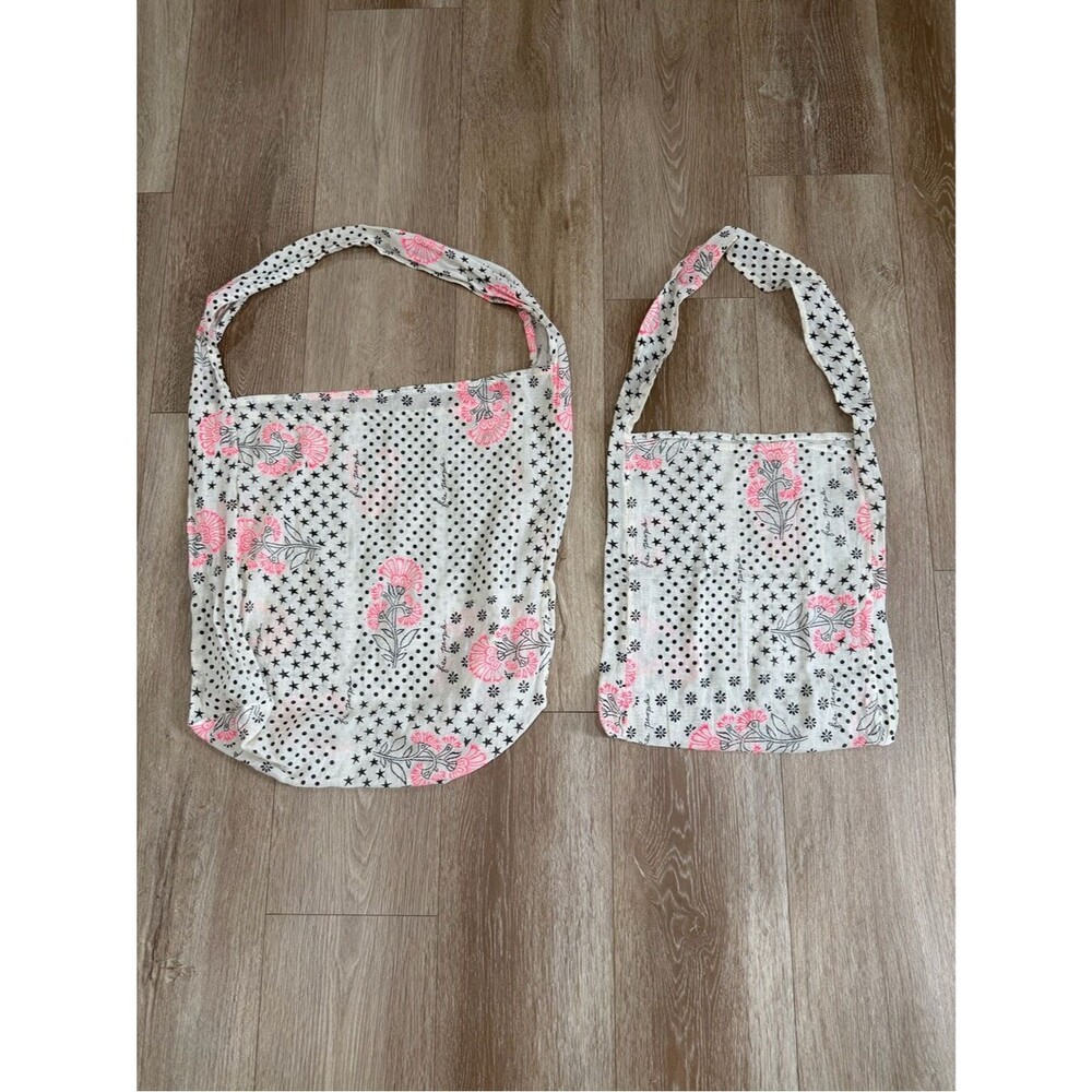 Free People (Set of 2) Shoulder Bag Floral Polka-Dot Stars Gauzy Sheer Boho